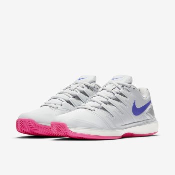 Nike Court Air Zoom Prestige - Női Teniszcipő - Platina/Metal Platina/Rózsaszín/Kék